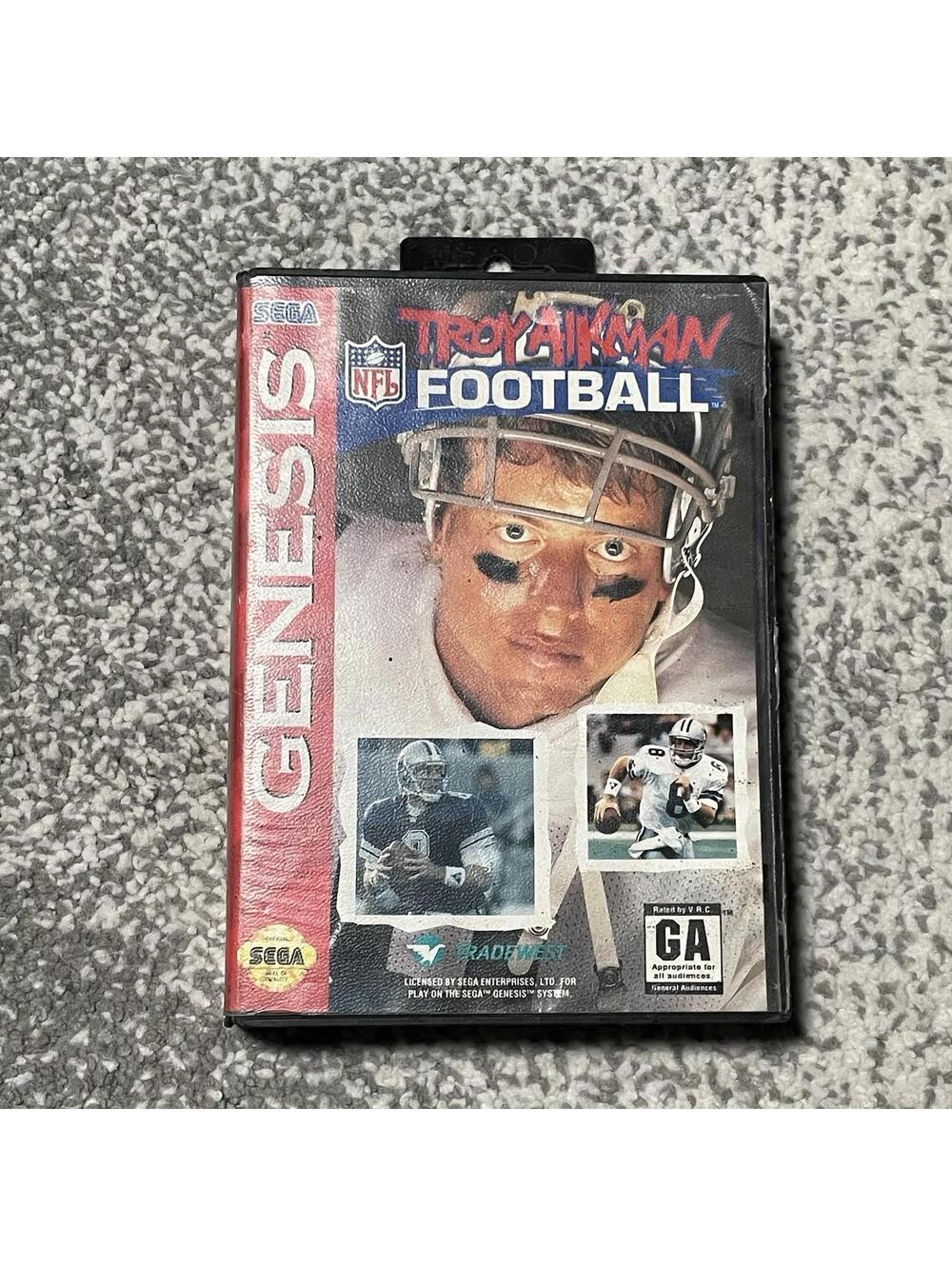 Troy Aikman NFL Football (Sega Genesis) Empty Case / Box ONLY - With Hang Tab